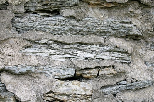 Wall made of crumbling shale rocks
