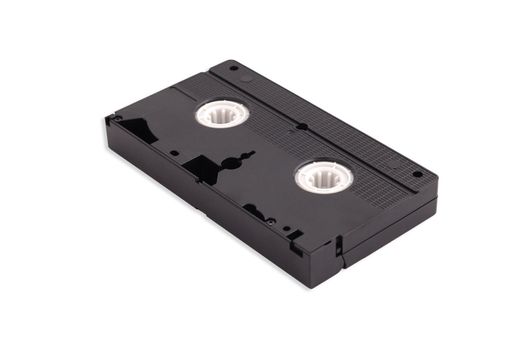backside videocassette on white background. clipping path
