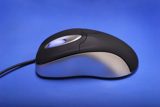 computer mouse on blue background