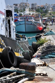 Mediterranean port of Heraklion, in Crete, Greece