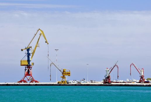 Cranes at Iraklion port, Crete, Greece