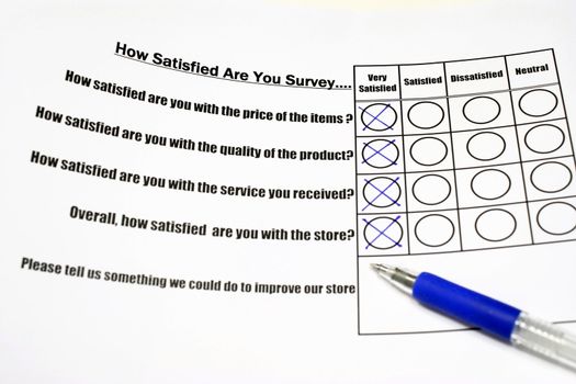 How satisfied are you survey form with tick on the very satisfied column