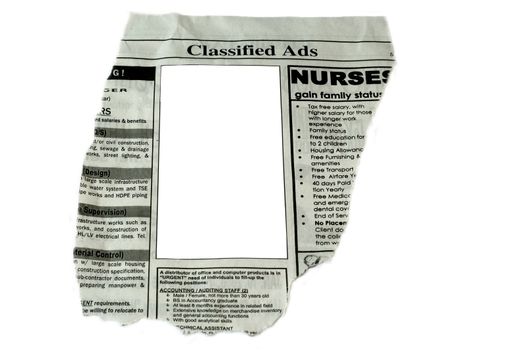 Classified Ads concept - cut out ready to use blank box for commercial