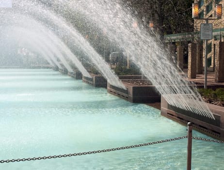 Fountain and wading pool at city hall in Edmonton, Alberta, Canada.