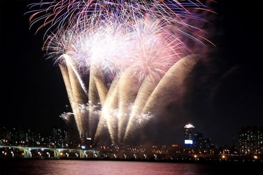 International Spectacular Fireworks  Festival at Han River Seoul Korea