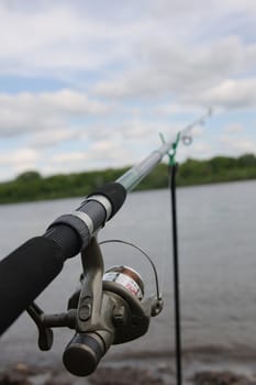 fishing-rod and river in summer