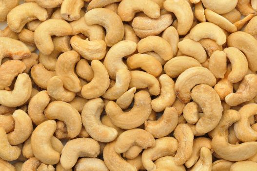 Top view of cashews in natural light