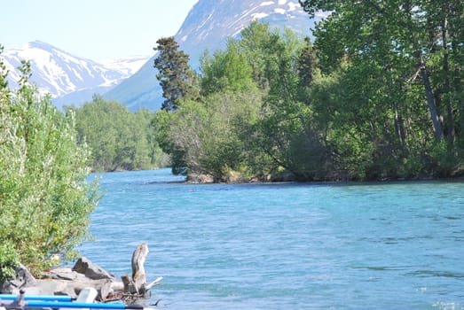 A section of the Kenai River near the confluence of the Russian River