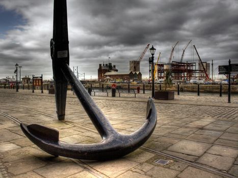 HDR image of a very large ships anchor in Liverpool UK.