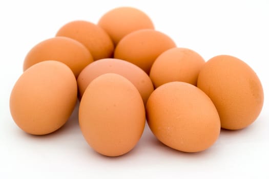 Some eggs on a white background