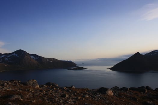 A beutiful view of the landscape from Rekvik i Tromsoe.
