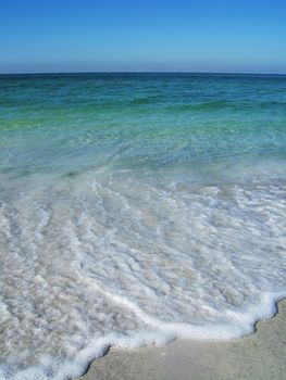 waves gently lapping at the waters edge on the beach