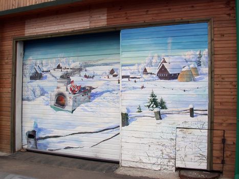 public creative activity, graphites, painting, gates of the garage, Russia
