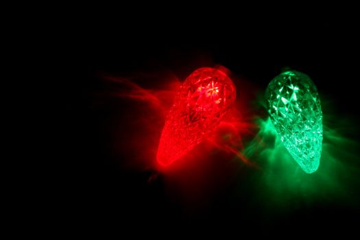 Red and green LED Christmas lights.