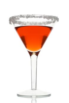 Cosmopolitan - Alcoholic Cocktail made of Gin Cointreau, Lemon Juice and Grenadine Syrup. Isolated on White Background
