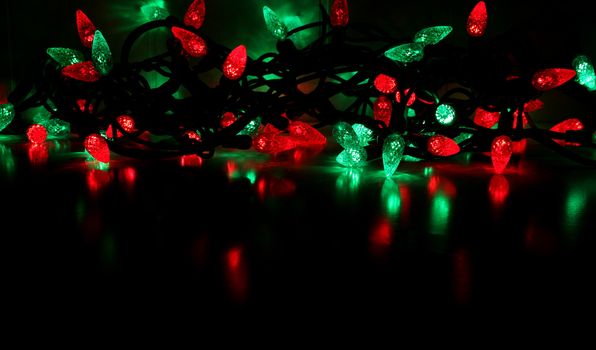Red and green LED Christmas lights. 
