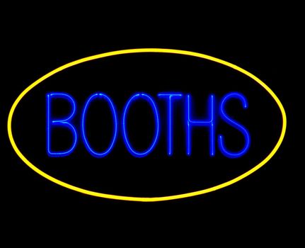 game booths neon sign on black