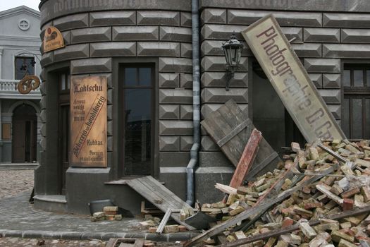 Destroyed photo studio at cinema town in Latvia.
