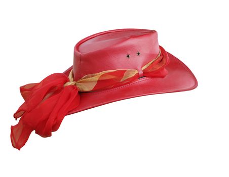 Red Leather Hat isolated with clipping path     