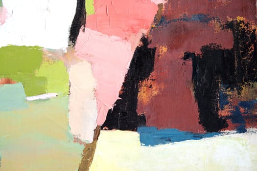 detail of an abstract painting with heavy pigment applied with a palette knife