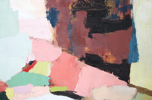 detail of an abstract painting with heavy pigment applied with a palette knife