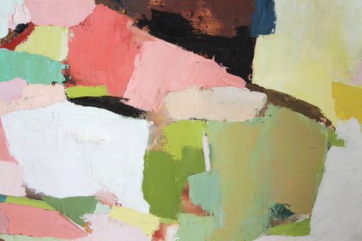 detail of an abstract painting with heavy pigment applied with a palette knife