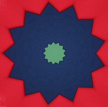 illustration of stars in blue, green and red