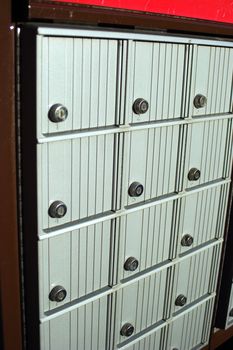 Row's of lock mail boxes