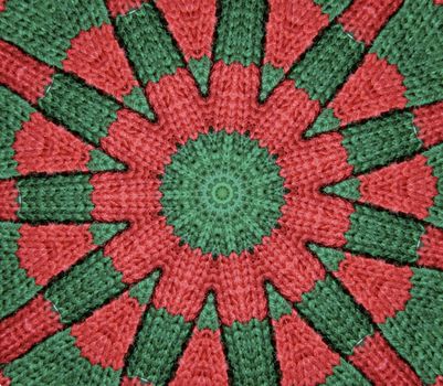 red and green star abstract with knitted texture