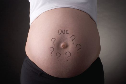 seven month pregnant belly with question about due date