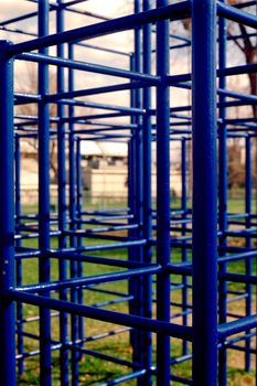 Close up of a jungle gym in a parc