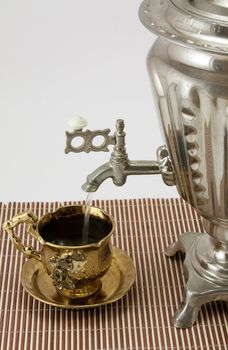 Tea from a samovar. Breakfast in Russia
