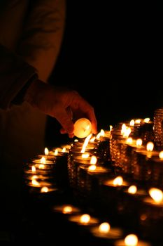 Candle light in a church