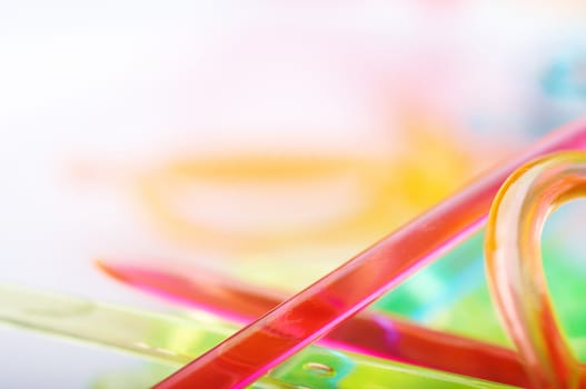 abstract macro background of colorful plastic sticks