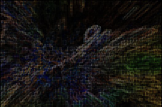 Abstract and colorful signal grid graphic on black background