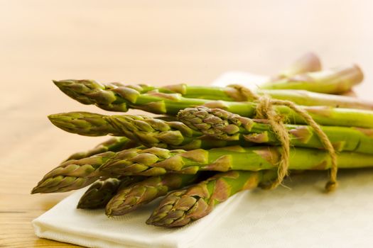 Pile of asparagus on the kitchen table