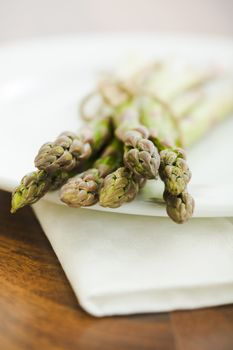 Pile of asparagus on the kitchen table