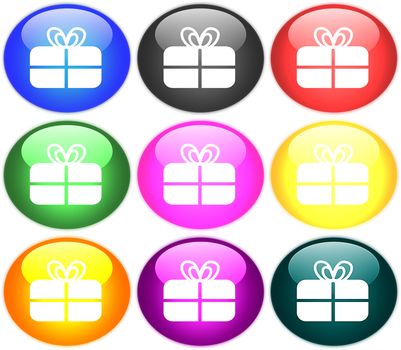 Gift on colored buttons (illustration)