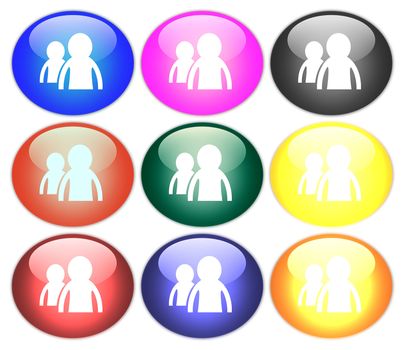 People on colored buttons (illustration)