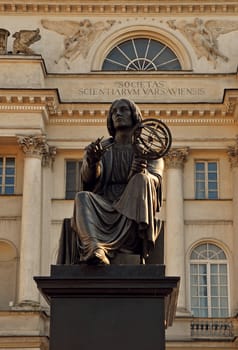 Monument of famous astronom in front of Polish Academy of Science in Warsaw