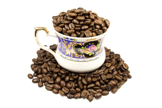 Full cup of coffee isolated on white background