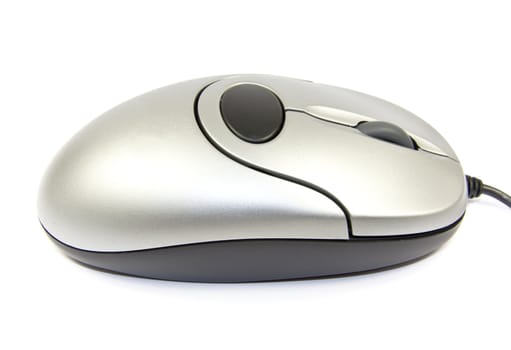 Silver computer mouse isolated on white