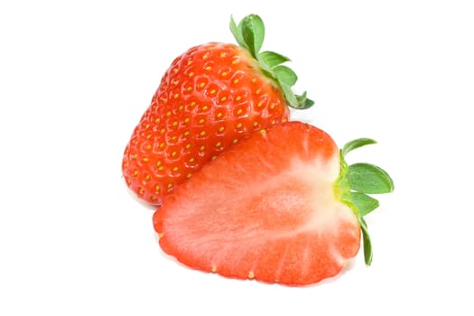 Strawberries closeup isolated on white