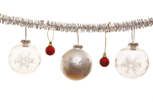 Silver christmas ornament with decorative christmas balls