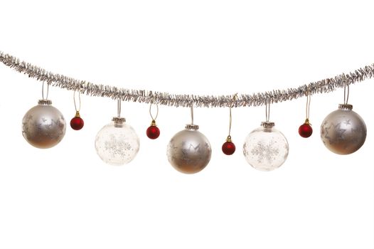 Silver christmas ornament with decorative christmas balls