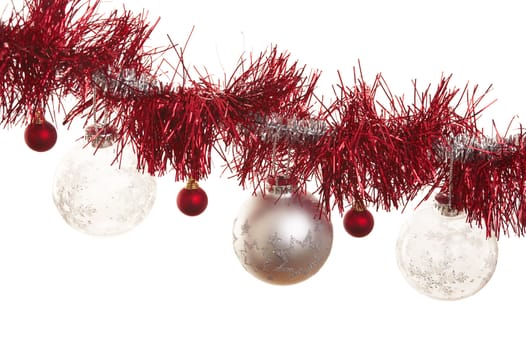 Red christmas ornament with decorative christmas balls
