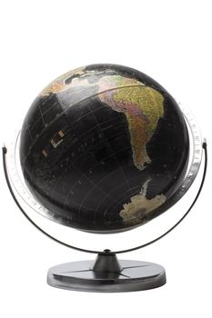 Terrestrial globe in black color showing the african continent