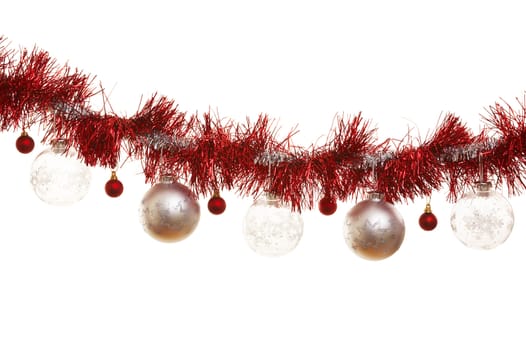 Red christmas ornament with decorative christmas balls