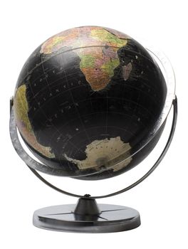 Black earth globe showing the sourthern hemisphere