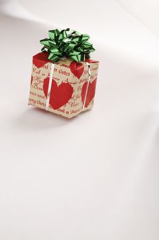 Christmas present on the white table 